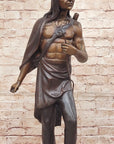Native American Indian Chief Hiawatha Bronze Statue Sculpture Figure on Marble Base