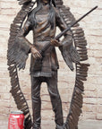 Native American Indian Warrior w/ Rifle Bronze Statue Sculpture Western Decor