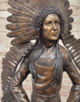 Native American Indian Warrior w/ Rifle Bronze Statue Sculpture Western Decor