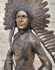Native American Indian Warrior w/ Rifle Bronze Statue Sculpture Western Decor