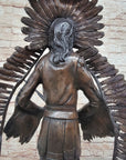 Native American Indian Warrior w/ Rifle Bronze Statue Sculpture Western Decor