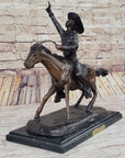 Will Rogers Cowboy on Horseback Bronze Sculpture Statue Figure Russell Western 16" x 17"