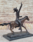 Will Rogers Cowboy on Horseback Bronze Sculpture Statue Figure Russell Western 16" x 17"