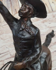 Will Rogers Cowboy on Horseback Bronze Sculpture Statue Figure Russell Western 16" x 17"