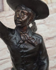 Will Rogers Cowboy on Horseback Bronze Sculpture Statue Figure Russell Western 16" x 17"