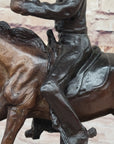 Will Rogers Cowboy on Horseback Bronze Sculpture Statue Figure Russell Western 16" x 17"