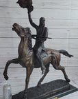 Buffalo Signal by Frederic Remington Bronze Native American Sculpture Statue 33" x 26"