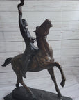 Buffalo Signal by Frederic Remington Bronze Native American Sculpture Statue 33" x 26"