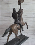 Buffalo Signal by Frederic Remington Bronze Native American Sculpture Statue 33" x 26"