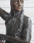 Buffalo Signal by Frederic Remington Bronze Native American Sculpture Statue 33" x 26"