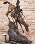 Frederic Remington Mountain Man Frontiersman Descending Hill Western Bronze Sculpture 26" x 25"