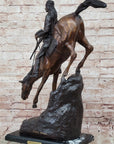 Frederic Remington Mountain Man Frontiersman Descending Hill Western Bronze Sculpture 26" x 25"