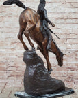 Frederic Remington Mountain Man Frontiersman Descending Hill Western Bronze Sculpture 26" x 25"