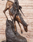 Frederic Remington Mountain Man Frontiersman Descending Hill Western Bronze Sculpture 26" x 25"