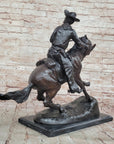 Remington Bronze Cowboy on Horse – Western Sculpture