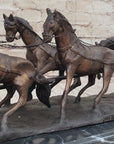 Stagecoach Bronze Metal Sculpture of Horses Pulling Carriage after Frederic Remington