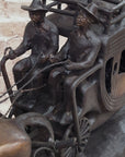 Stagecoach Bronze Metal Sculpture of Horses Pulling Carriage after Frederic Remington