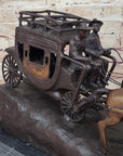 Stagecoach Bronze Metal Sculpture of Horses Pulling Carriage after Frederic Remington