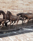 Stagecoach Bronze Metal Sculpture of Horses Pulling Carriage after Frederic Remington