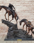 Frederic Remington Cowboy & Two Horses Western Bronze Statue Sculpture 26" x 28"