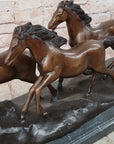 5 Wild Horses Galloping Feral Horse Bronze Statue Sculpture Western 14" x 35"