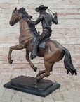 Cowboy with Rope on Horseback Country Western Bronze Sculpture Statue Frederic Remington