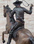 Cowboy with Rope on Horseback Country Western Bronze Sculpture Statue Frederic Remington