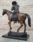 BREATH by Frederic Remington Bronze Statue Sculpture Cowboy Smoking Pipe 22" x 24"