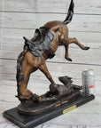 WICKED PONY Frederic Remington Bronze Sculpture on Marble Base Western Art 20" x 22"