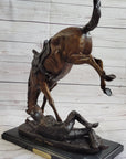 WICKED PONY Frederic Remington Bronze Sculpture on Marble Base Western Art 20" x 22"