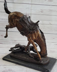 WICKED PONY Frederic Remington Bronze Sculpture on Marble Base Western Art 20" x 22"