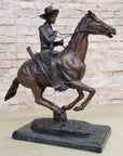 Trooper of the Plains by Frederic Remington Bronze Statue Sculpture Western 17" x 19"