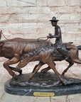 Frederic Remington BOLTER Western Cowboy Cattle Drive Bronze Statue Sculpture 13" x 17"