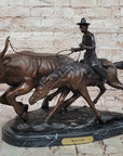Frederic Remington BOLTER Western Cowboy Cattle Drive Bronze Statue Sculpture 13" x 17"