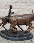 Frederic Remington BOLTER Western Cowboy Cattle Drive Bronze Statue Sculpture 13" x 17"