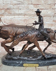 Frederic Remington BOLTER Western Cowboy Cattle Drive Bronze Statue Sculpture 13" x 17"