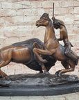 BUFFALO HUNT by Frederic Remington Native American Western Bronze Statue Sculpture 13" x 17"