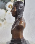 Native American Indian Man Bronze Bust Statue Sculpture Decor 14" x 7"