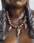 Native American Indian Man Bronze Bust Statue Sculpture Decor 14" x 7"