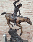 Down Hill by Frederic Remington - Western Americana Bronze Cowboy & Horse Sculpture