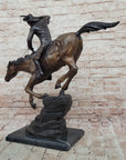 Down Hill by Frederic Remington - Western Americana Bronze Cowboy & Horse Sculpture