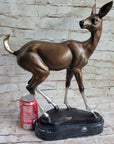 Deer Doe Bronze Sculpture Statue Limited Edition Numbered Signed Art Decor