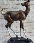 Deer Doe Bronze Sculpture Statue Limited Edition Numbered Signed Art Decor
