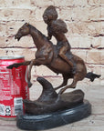 WARRIOR Frederic Remington Bronze Statue Sculpture Native American Horseman 9" x 10"