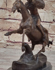 WARRIOR Frederic Remington Bronze Statue Sculpture Native American Horseman 9" x 10"