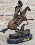 WARRIOR Frederic Remington Bronze Statue Sculpture Native American Horseman 9" x 10"