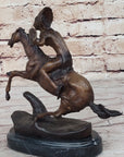 WARRIOR Frederic Remington Bronze Statue Sculpture Native American Horseman 9" x 10"
