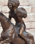 WARRIOR Frederic Remington Bronze Statue Sculpture Native American Horseman 9" x 10"