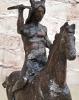 WAR Western Bronze Sculpture Native American Horseback Statue 9" x 8"