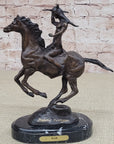 WAR Western Bronze Sculpture Native American Horseback Statue 9" x 8"